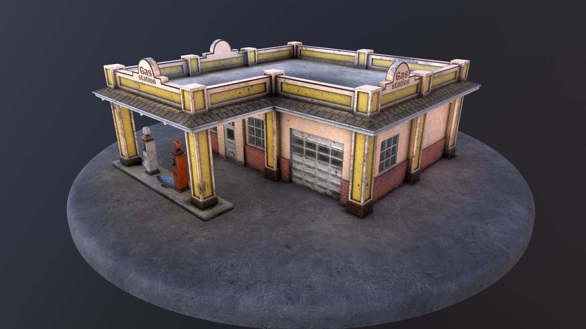 Old gas station and old gas pump