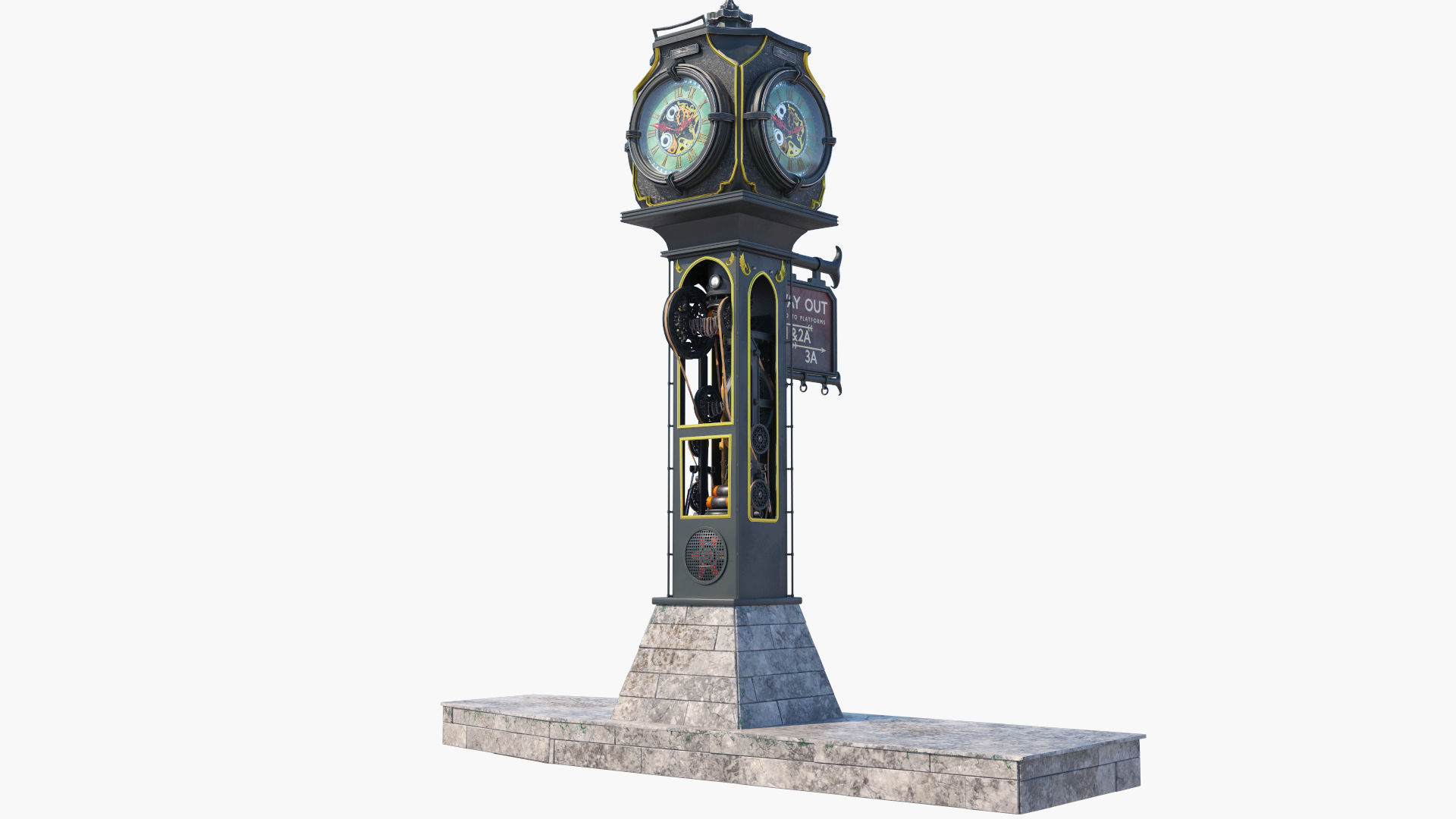 Steampunk Watch Low-poly  3D model