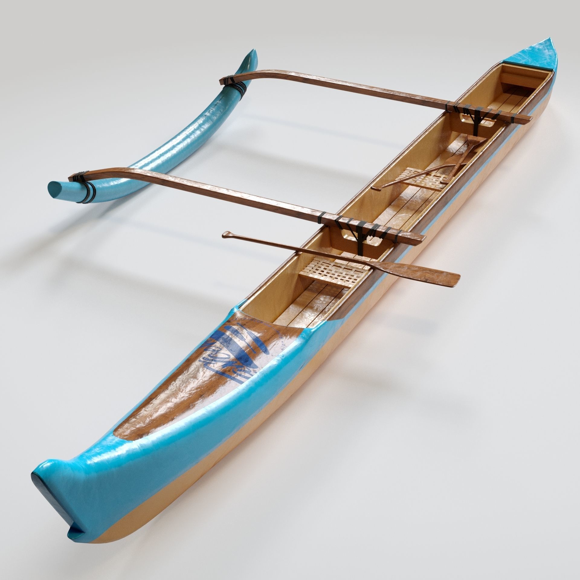 Paddle Hawaiian Outrigger Canoe 3D model CGTrader