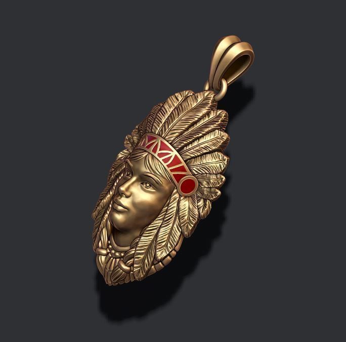 Native American Indian girl pendant 3D model 3D printable | CGTrader