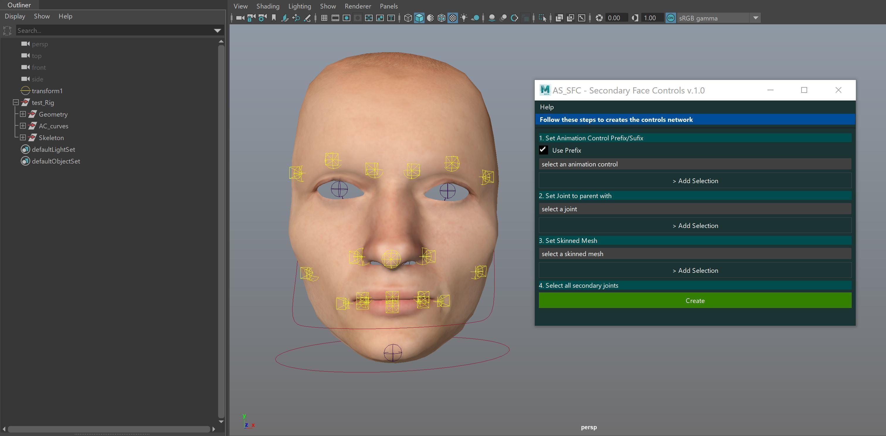 AS SFC - Secondary Face Controls for Maya