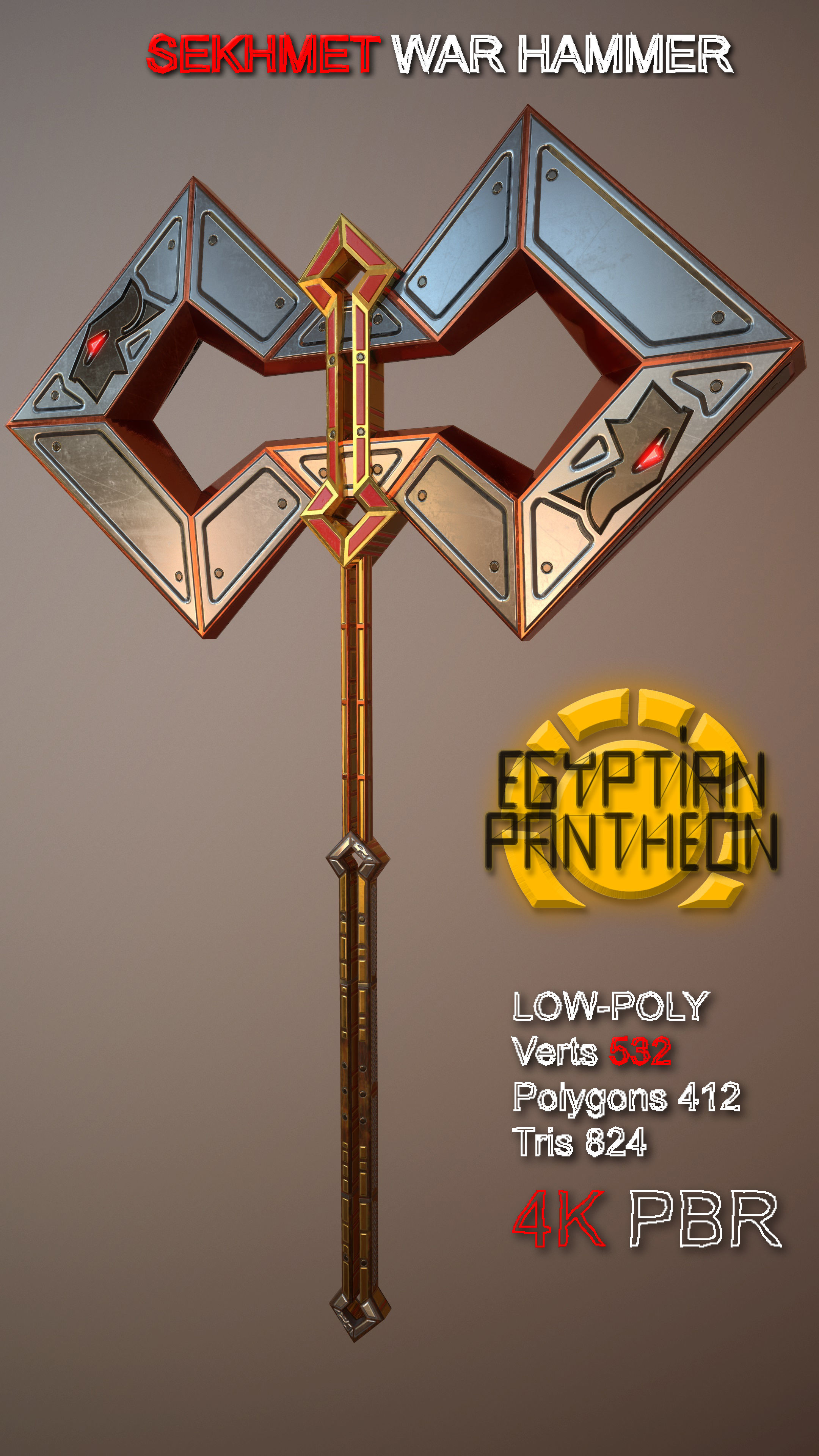 Egyptian Pantheon Sekhmet War Hammer 3D CGTrader