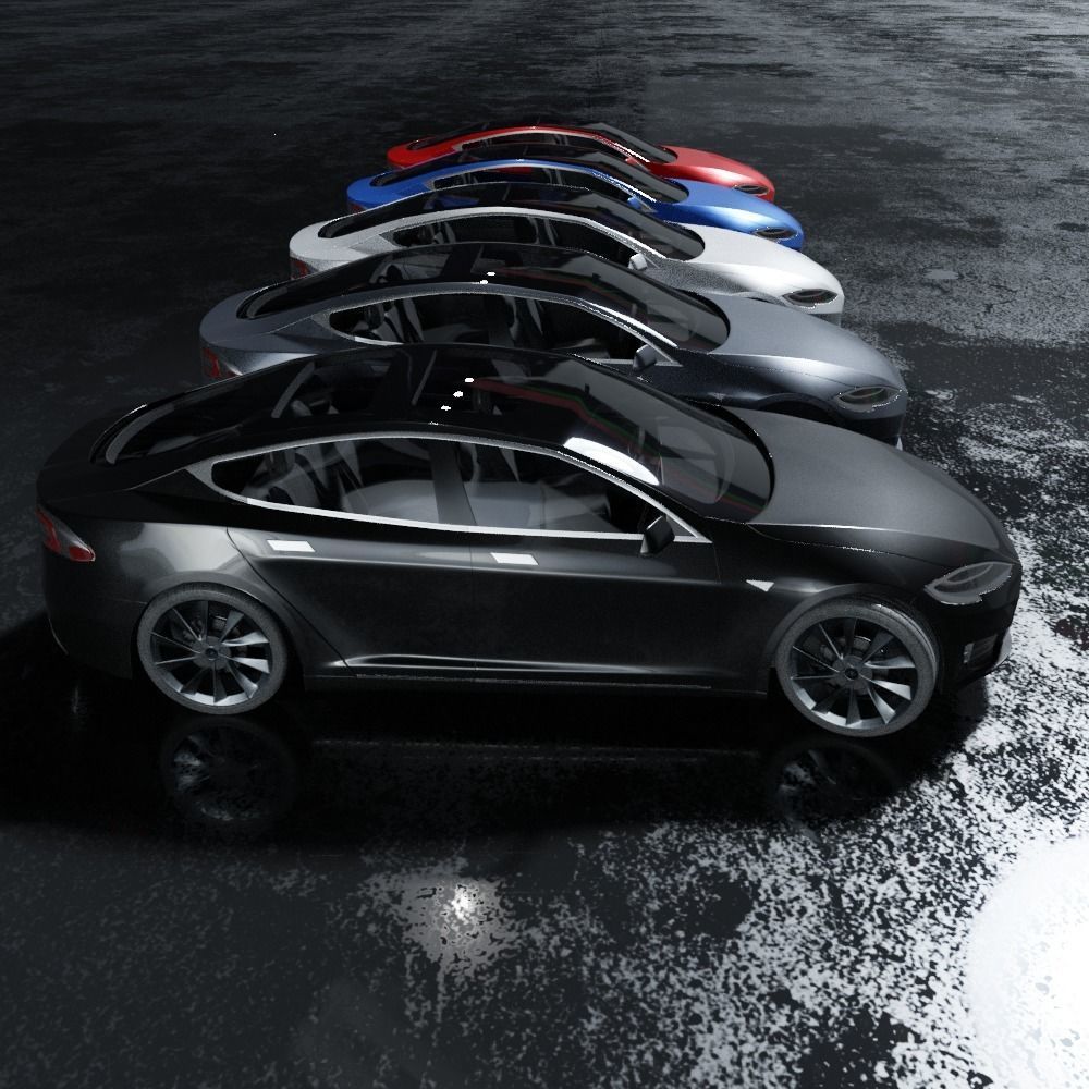 Tesla Model S All Colors High Quality free 3D model | CGTrader