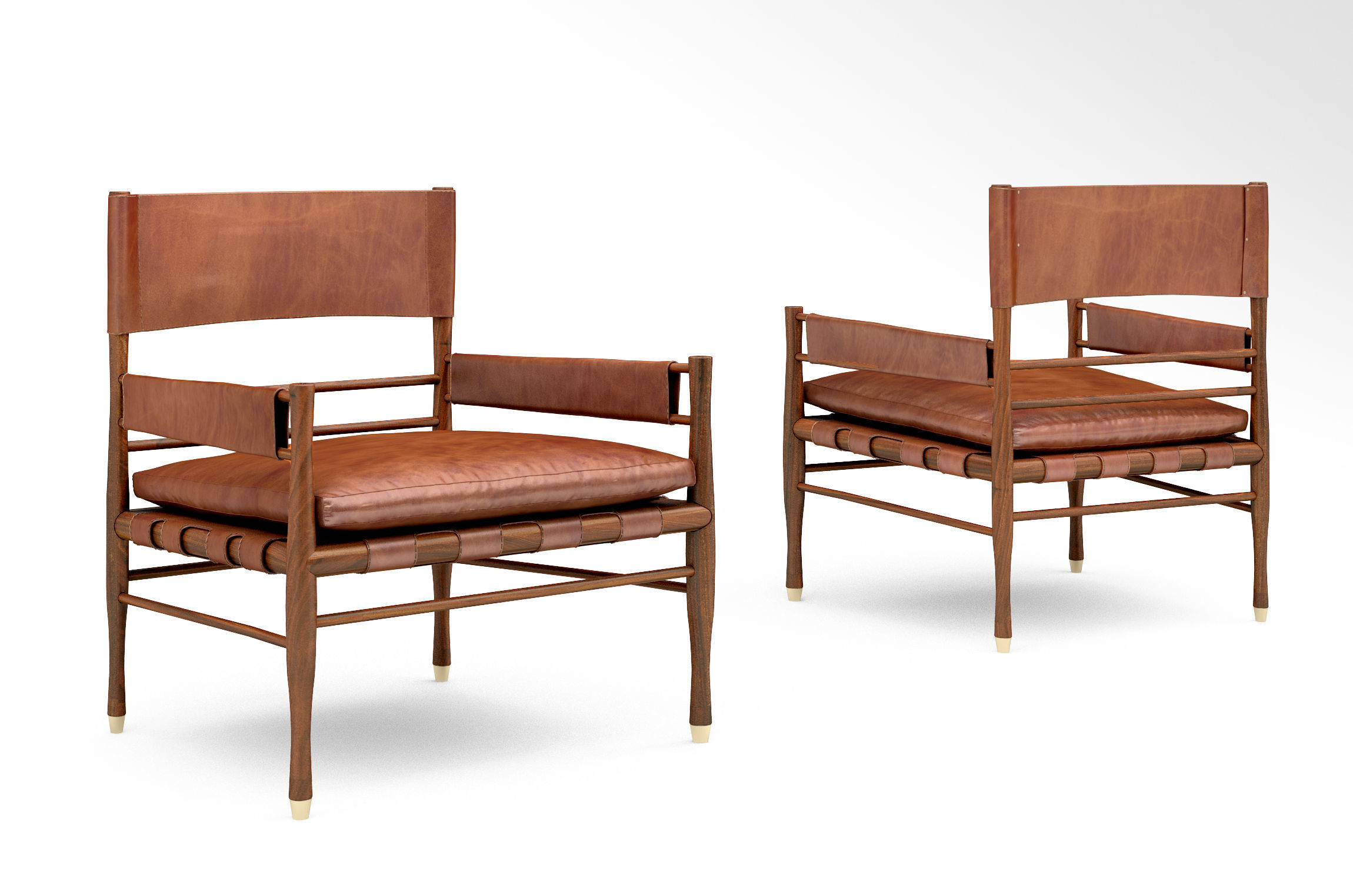 Cb2 Nomad Leather Safari Chair 3d Cgtrader