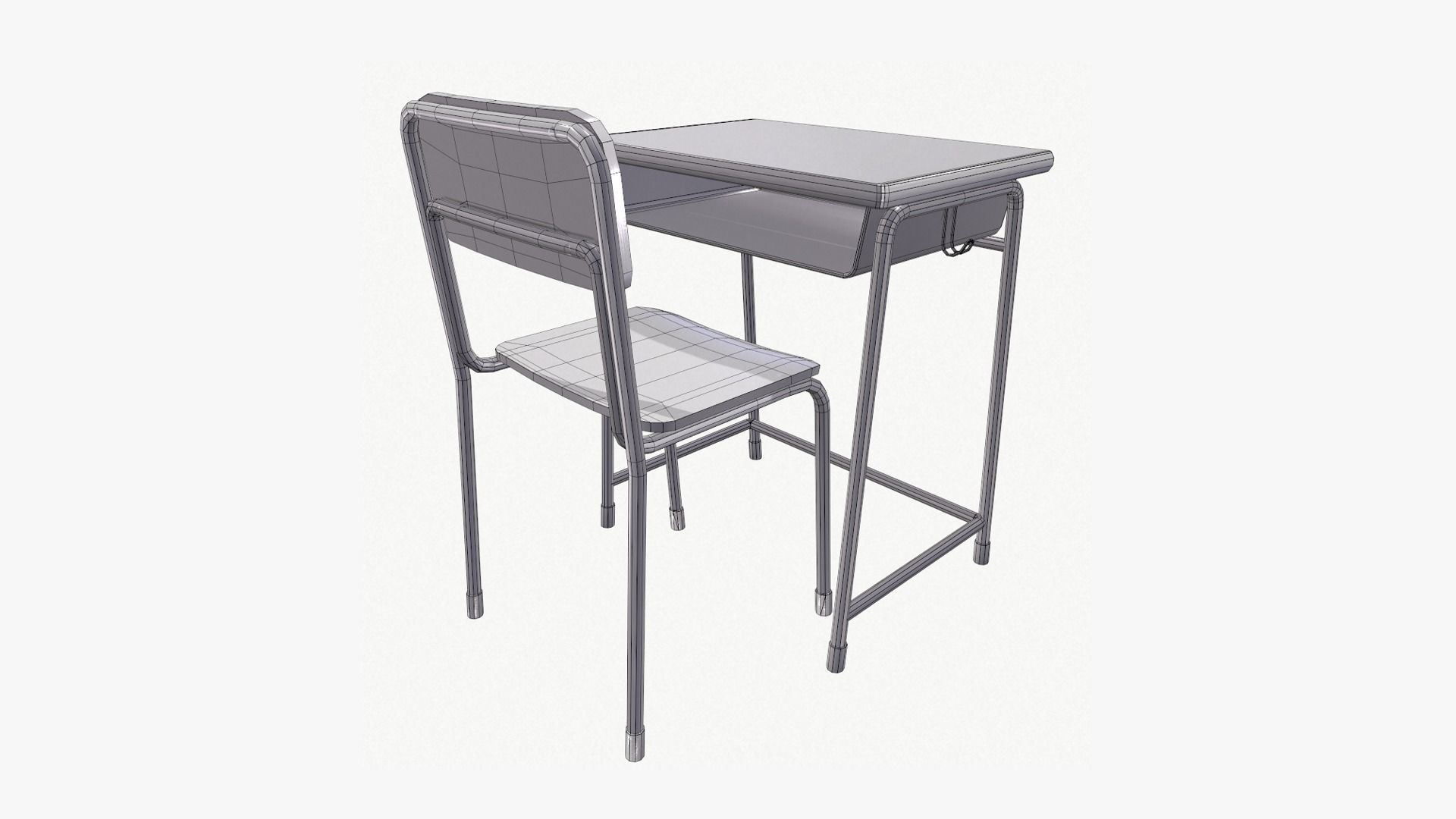 3D model Japanese School Class Desk and Chair VR / AR / lowpoly CGTrader