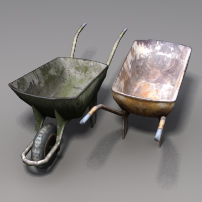 Old Wheelbarrow Low-poly 3D model