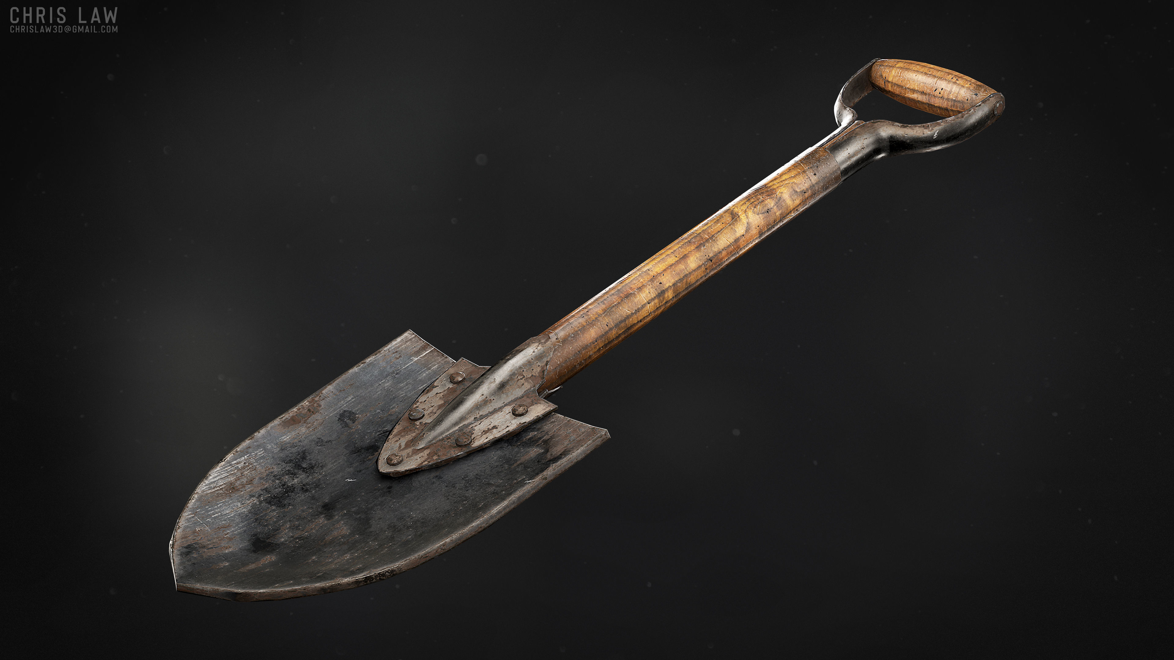 Old Shovel Low-poly 3D model