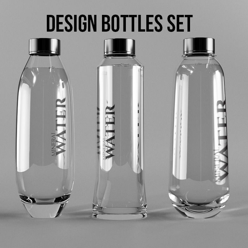 Design Bottle Set 3D model CGTrader