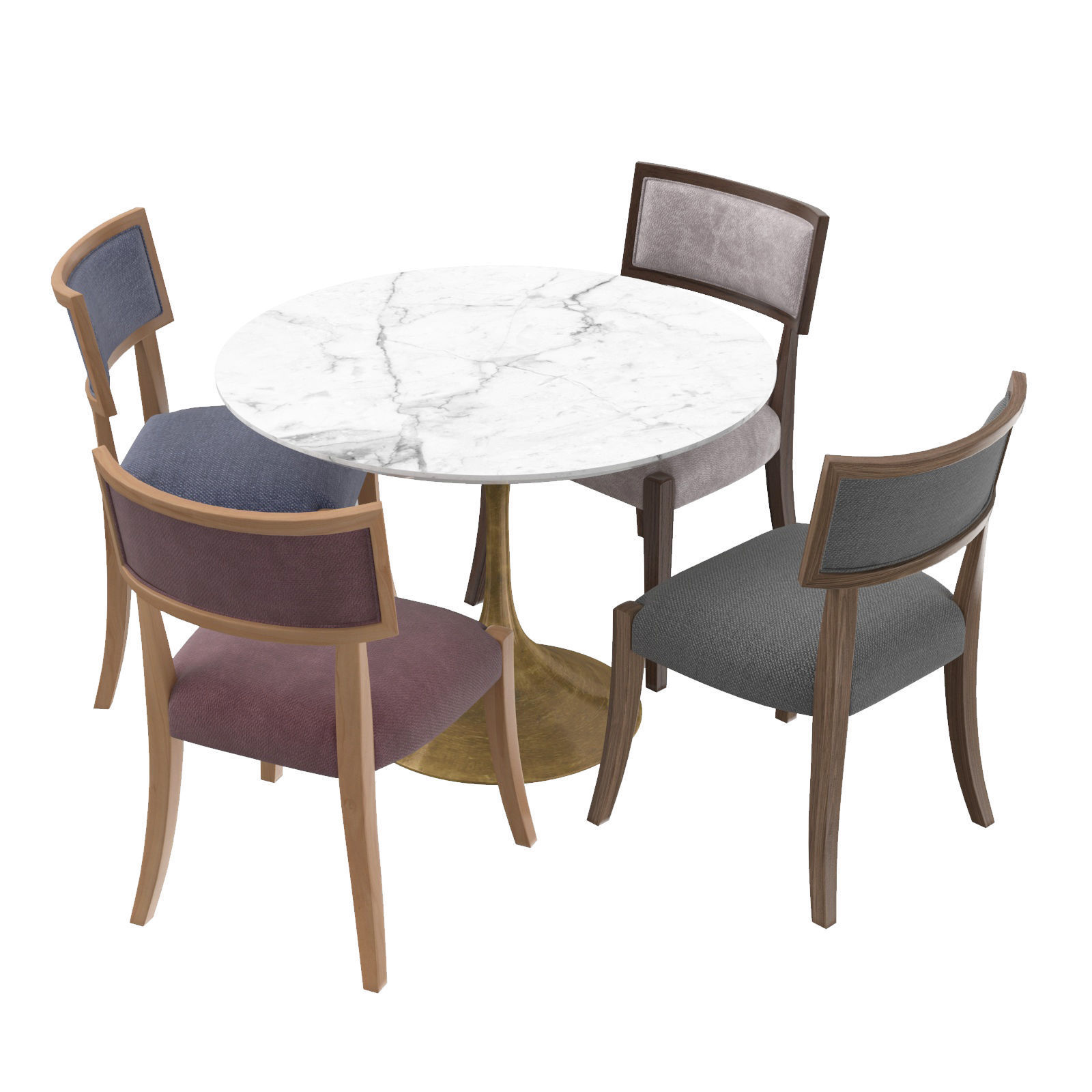 3D model Aero Marble Round Table and Classik Klismos Chair VR / AR