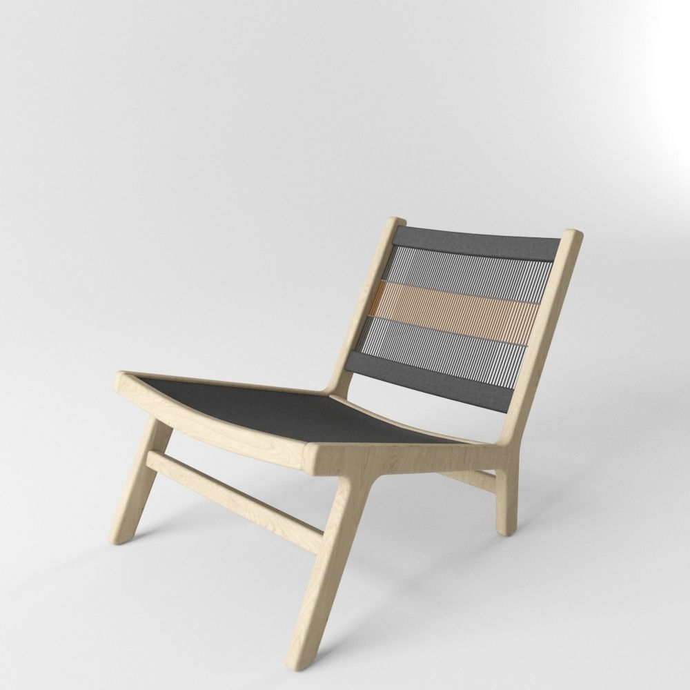 West Elm Wood Rope Lounge Chair 3D model CGTrader