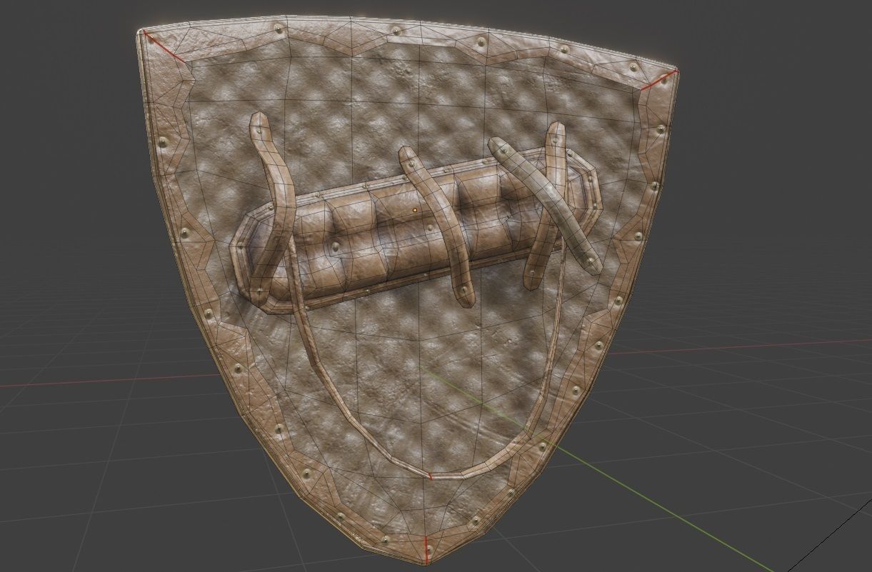 3D model medieval triangular knight shield with pbr textures VR / AR ...