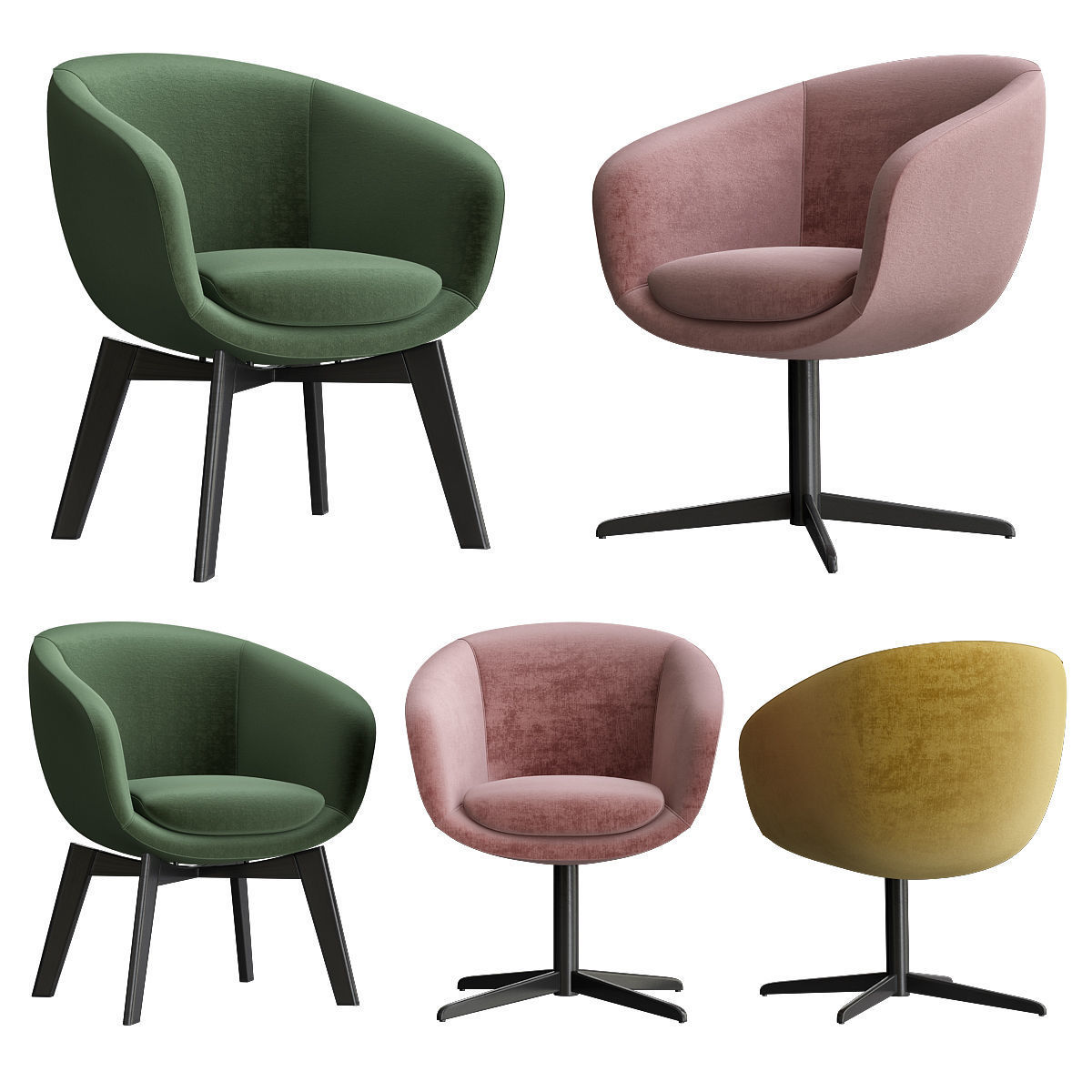 3D Minotti Russell Little Lounge Dining Chair Set