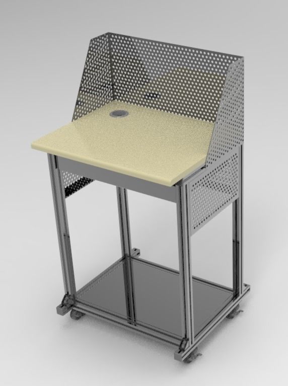 Aluminum computer desk 3D model animated CGTrader