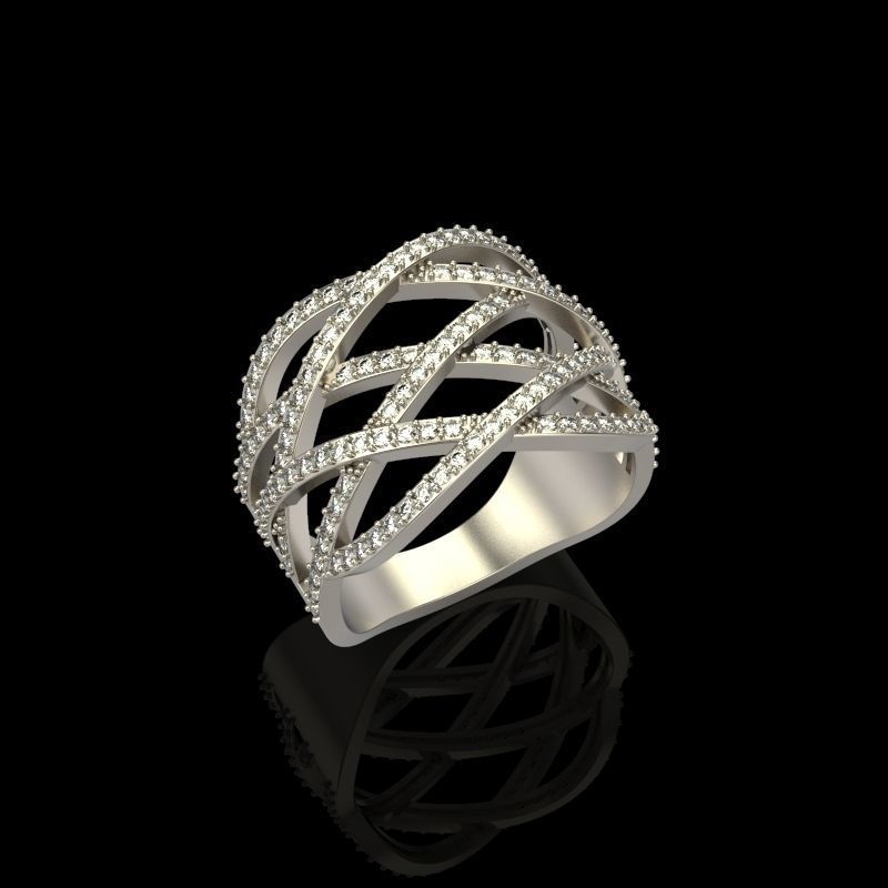 Ring with diamonds 3D print model