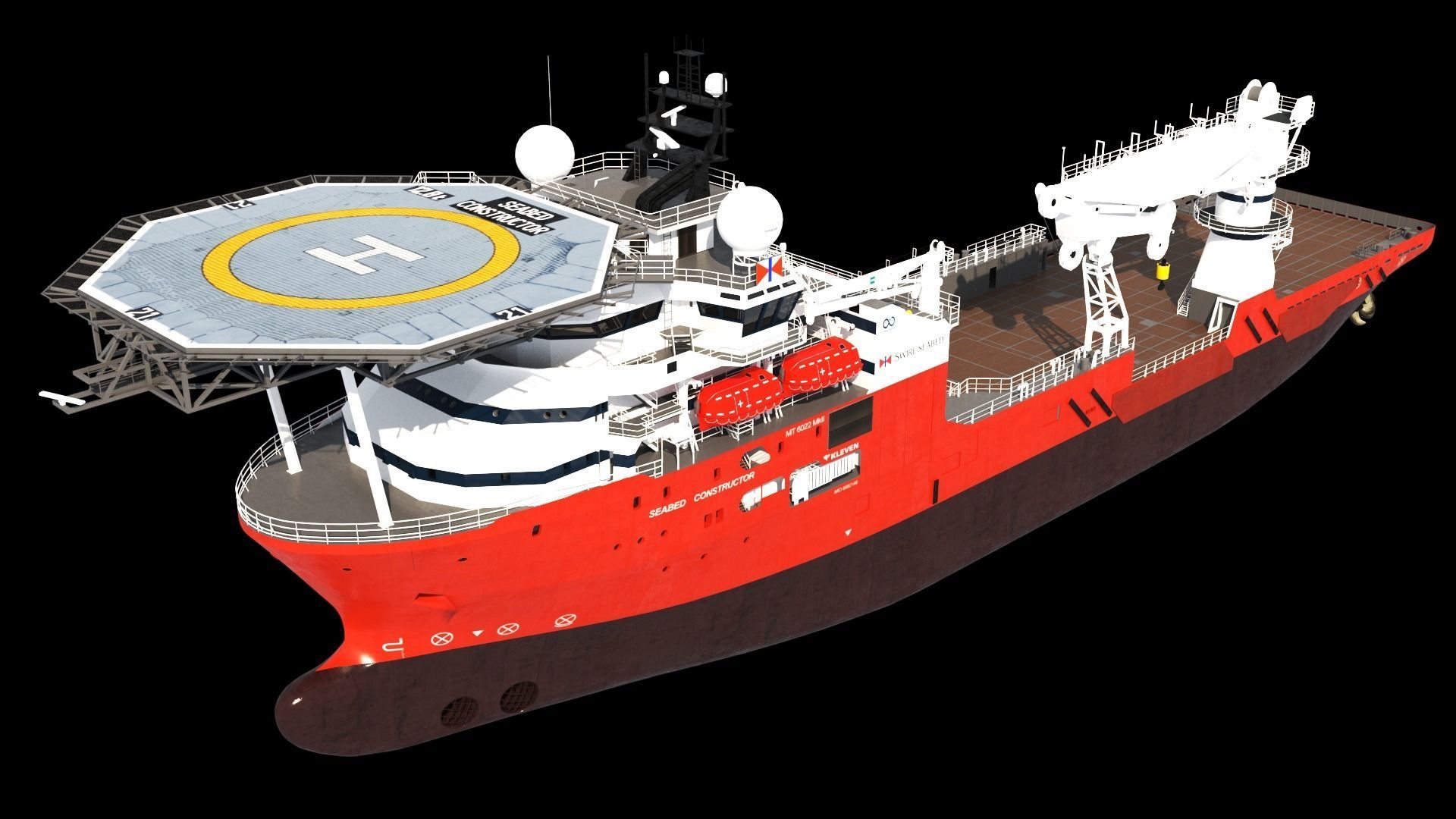 Subsea support and construction vessel 3D model CGTrader