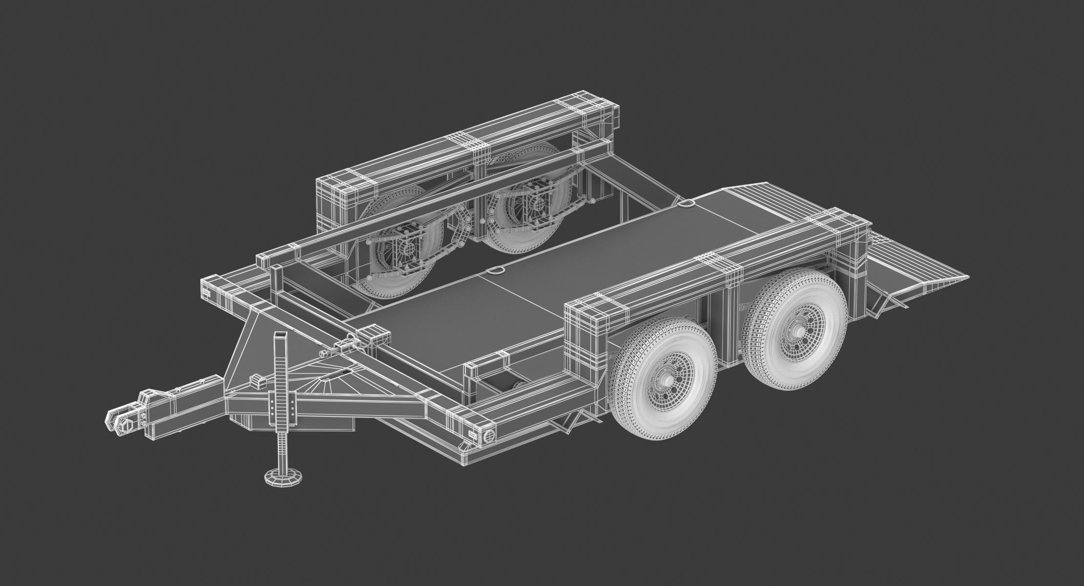 JLG 1014 Flatbed Trailer 3D model CGTrader