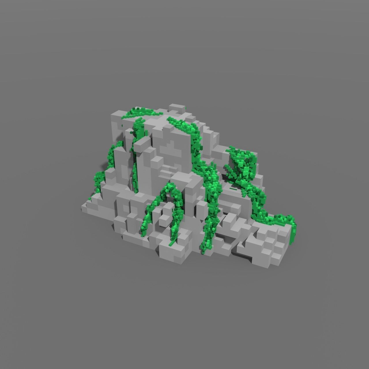 Voxel - Type1 Mossy Stone - Low-poly 3D Model Low-poly 3D model