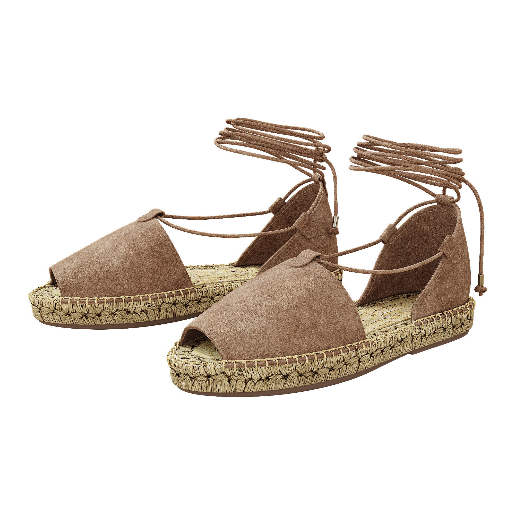 Lace up Espadrilles Alma Taupe Sandals 3D model | CGTrader