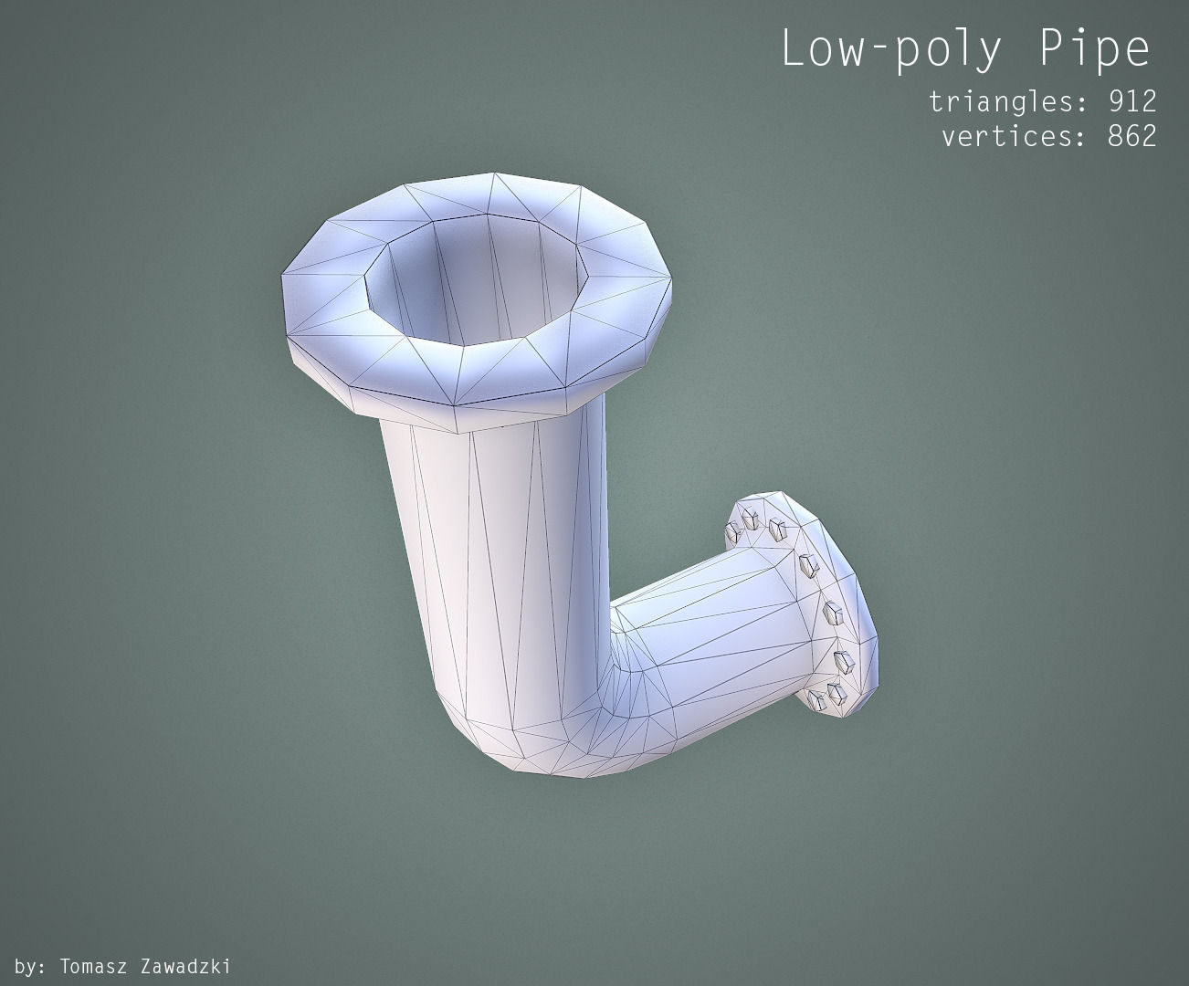 3D model Curved Pipe Low Poly VR / AR / lowpoly OBJ BLEND