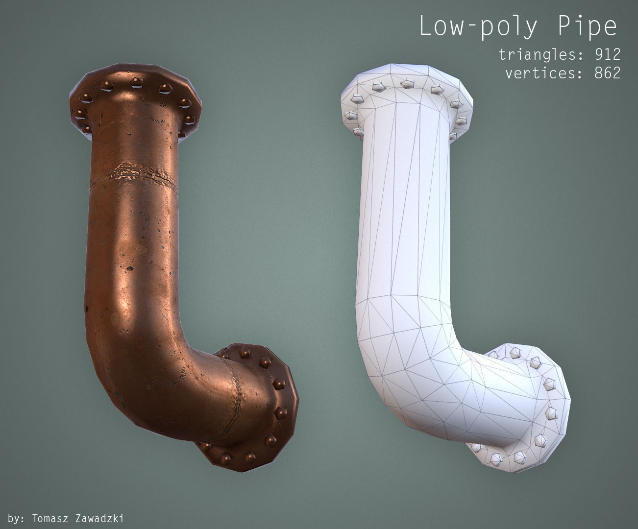 Curved Pipe Low Poly 3D asset CGTrader