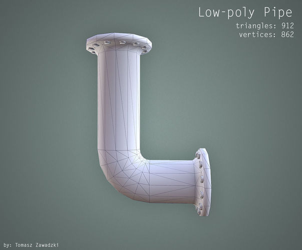 3D model Curved Pipe Low Poly VR / AR / lowpoly OBJ BLEND