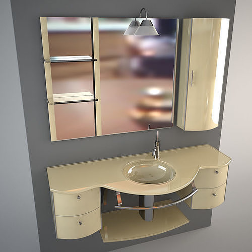 Glass Wash Basin With Cabinets Mirror And Lamp 3d Model Cgtrader - Bathroom Glass Wash Basin Design Glass Wash Basin With Cabinets Mirror And Lamp 3d Model Cgtrader - Bathroom Glass Wash Basin Design