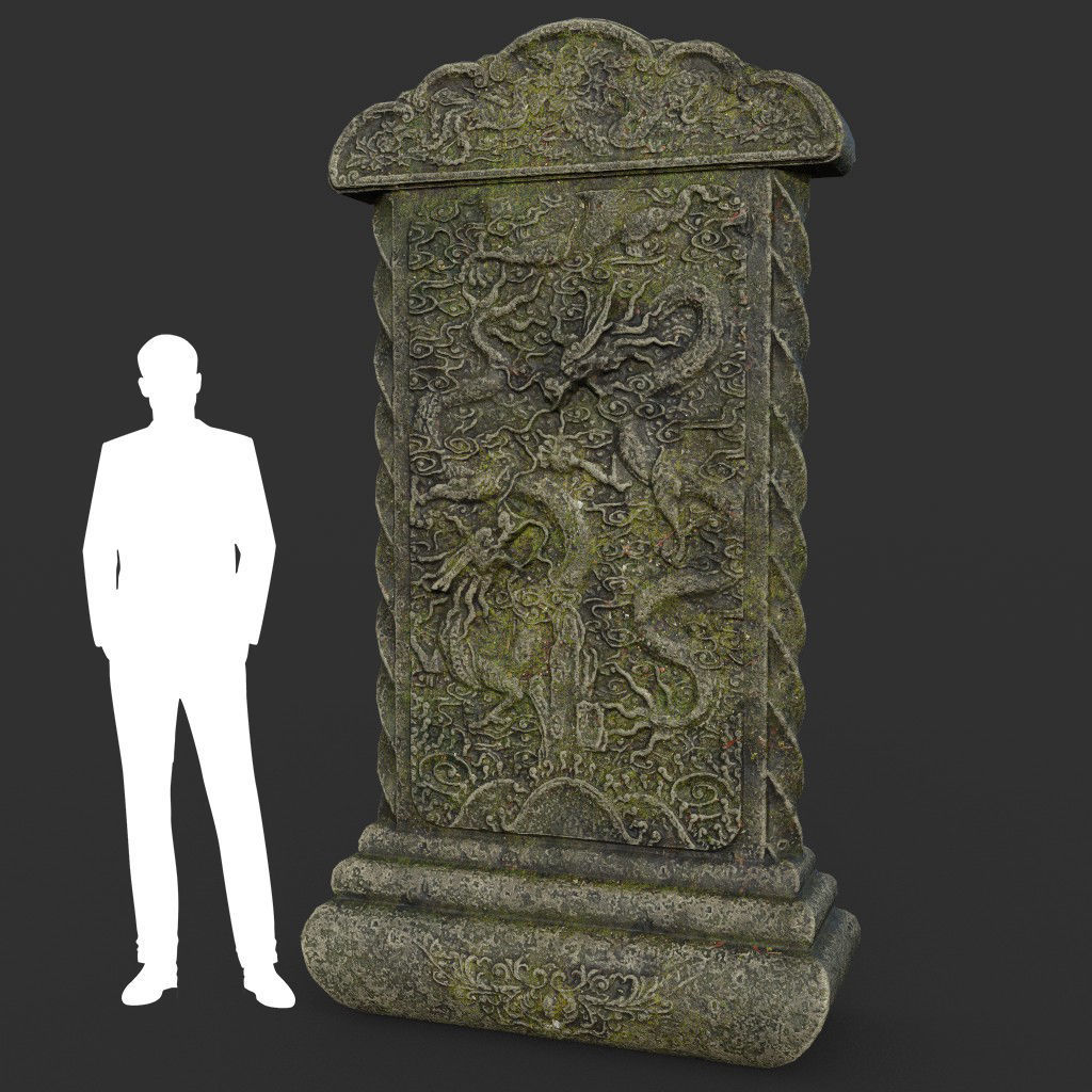 Low poly Ancient Dragon Temple Element 08 190909 Low-poly 3D model