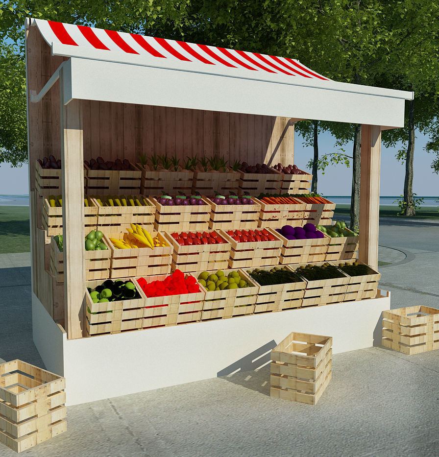 3D model Vegetable Stand VR / AR / lowpoly CGTrader