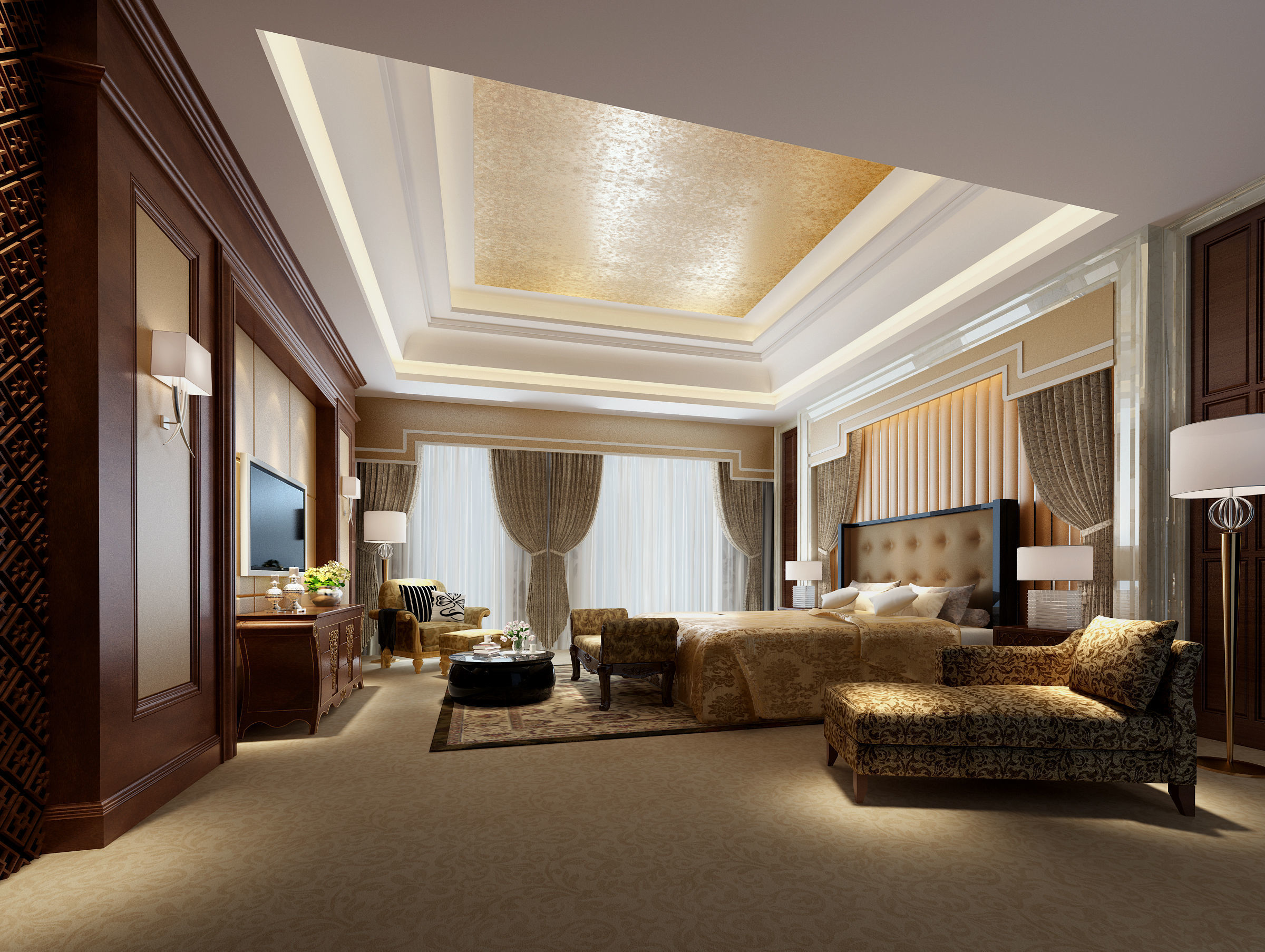 European bedroom bed 3D model