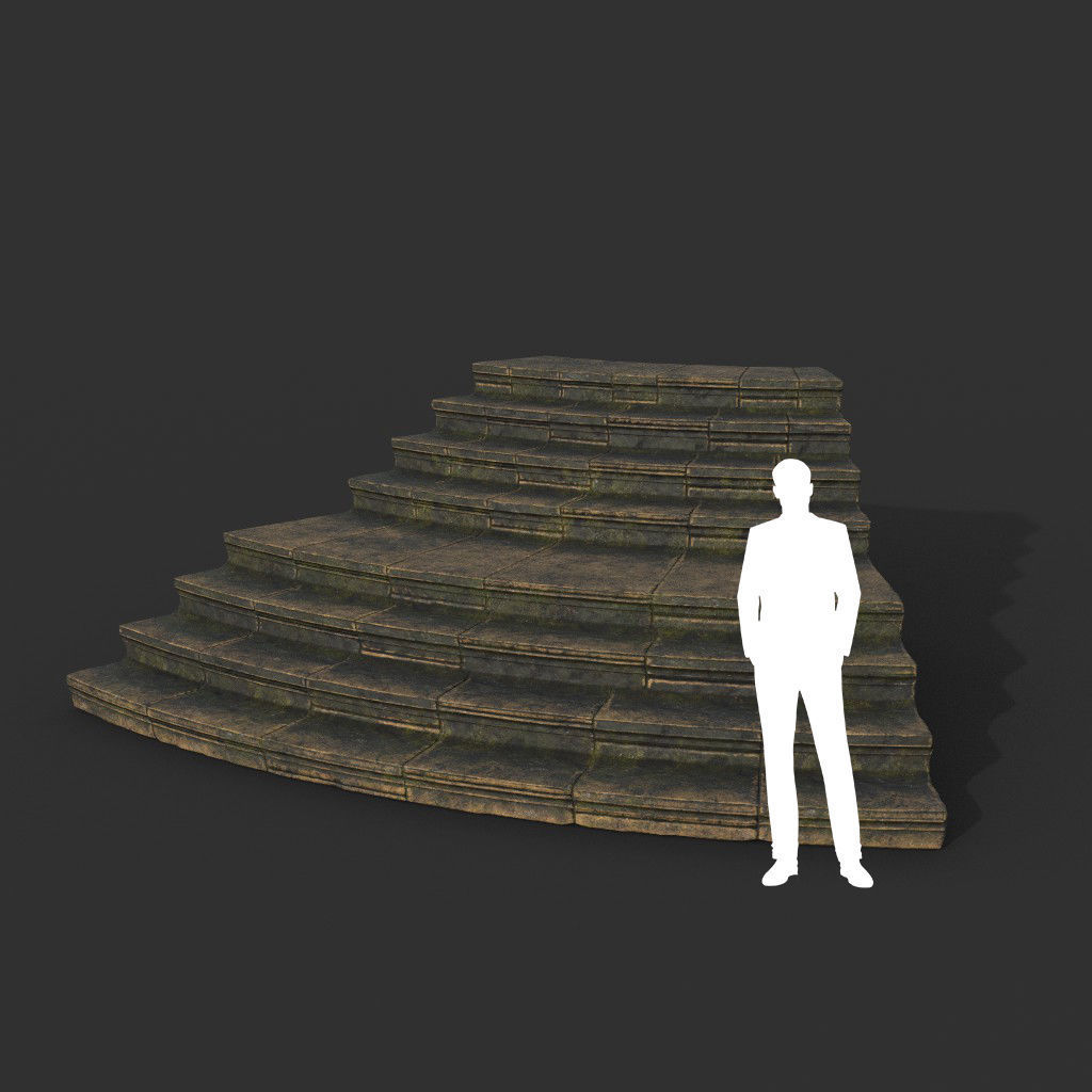 Low poly Ancient Roman Ruin Construction R6 - Brown Mossy Low-poly  3D model