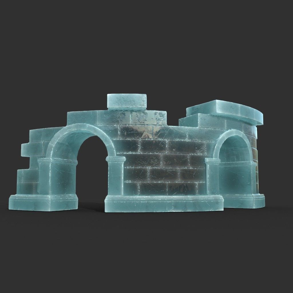 Low poly Ancient Roman Ruin Construction 03 - Ice Shader Low-poly 3D model