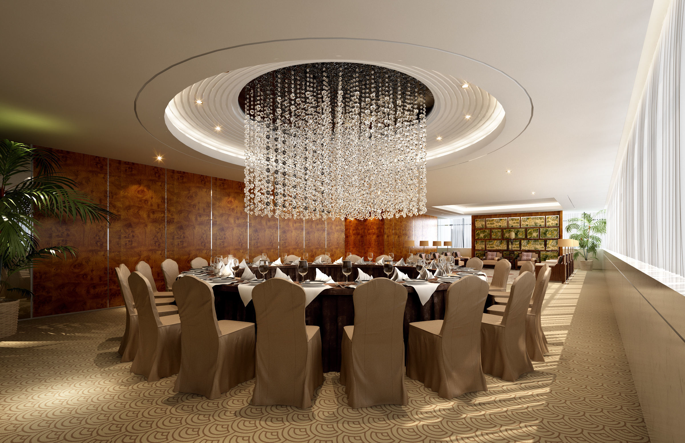Banquet hall dining room 3D model CGTrader