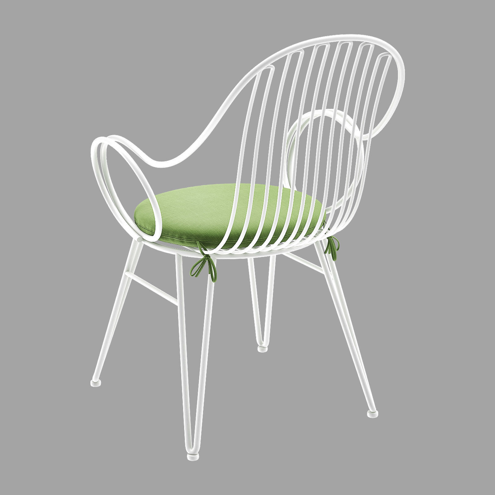 SCROLL White Metal Outdoor Dining Chair with Bistro Table 3D model