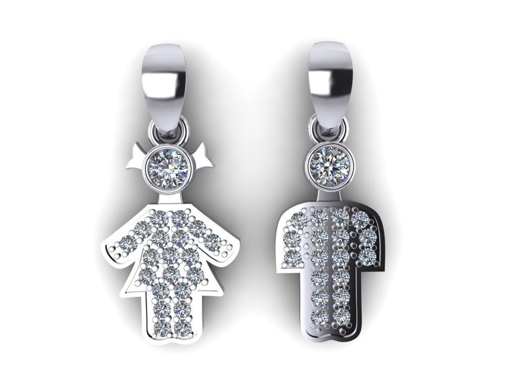 Boy and girl Pendant Diamond 3D print model
