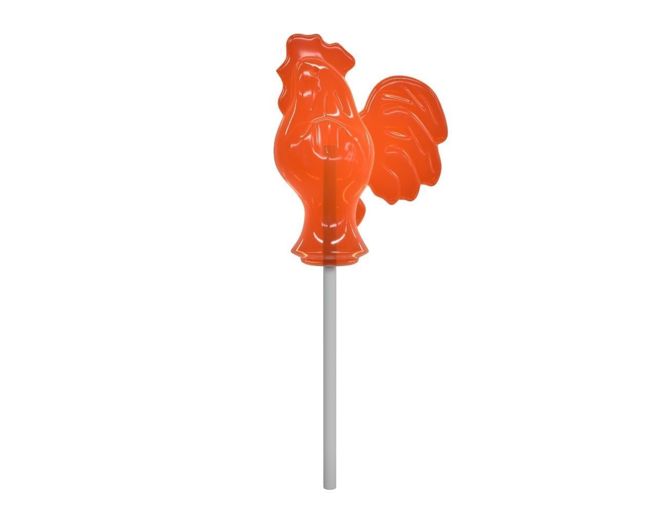 Sugar lollipop made in the shape of cockerel 3D model