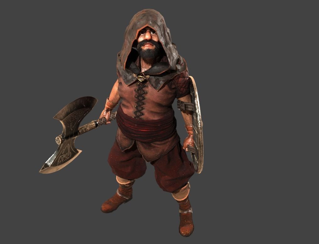 Dwarf warrior with axe free 3D model | CGTrader