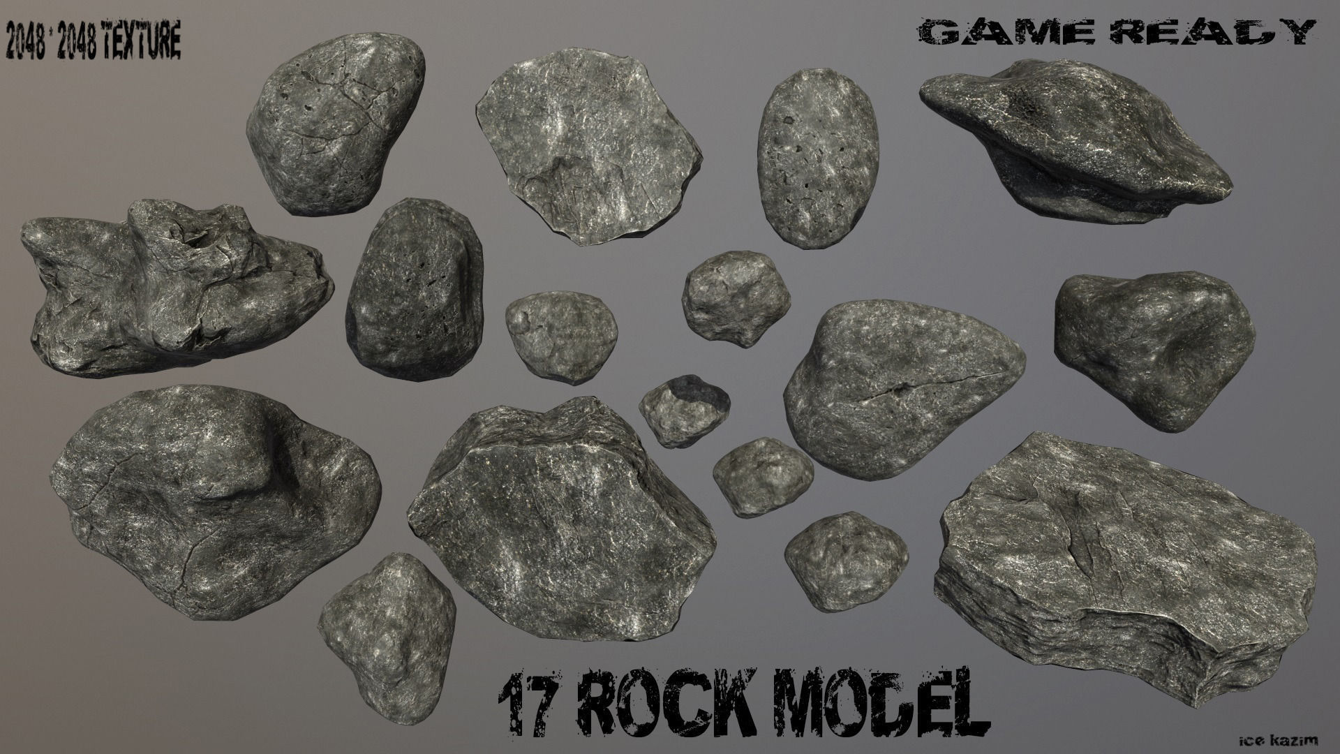 Rock Set Low-poly  3D model