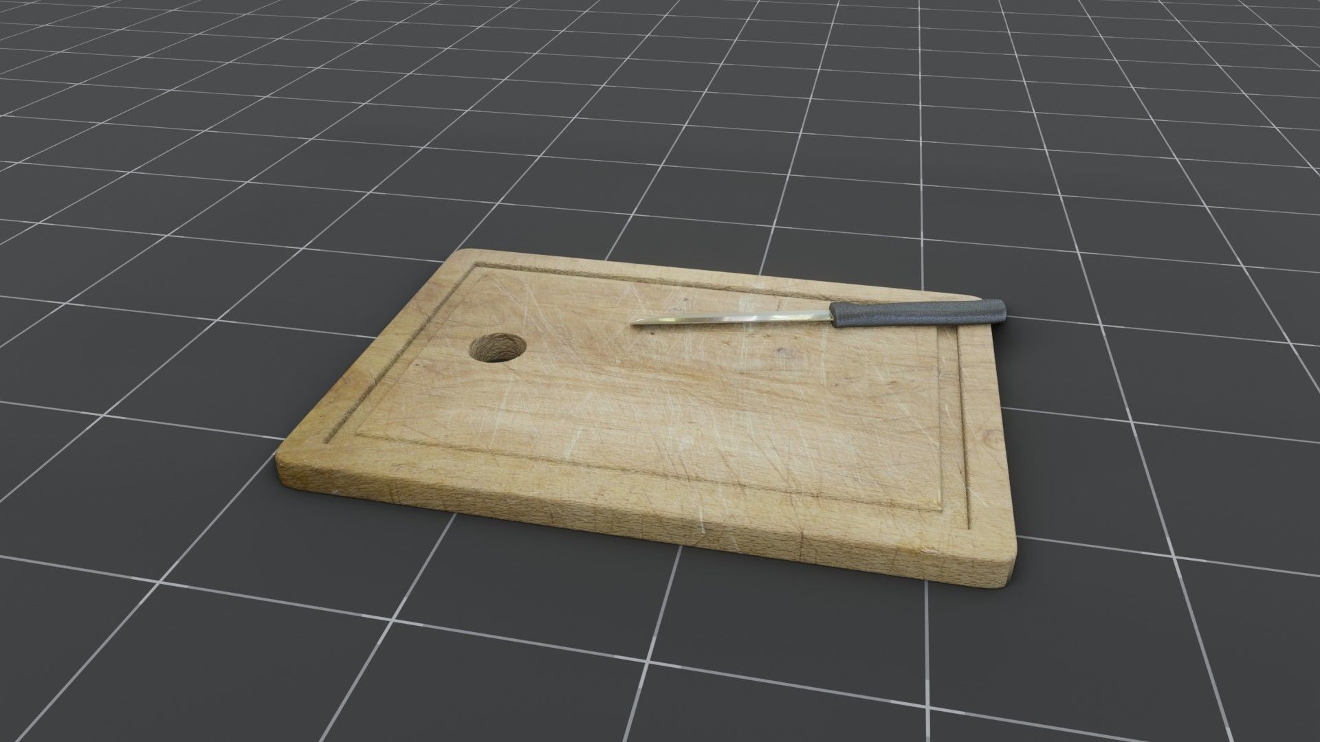 Chopping board with knife