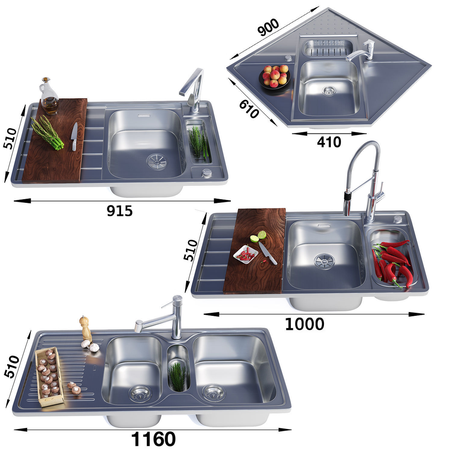 Kitchen Sinks 3D model