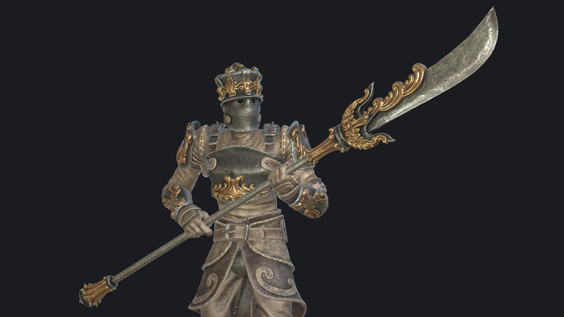 Fantasy knight with halberd