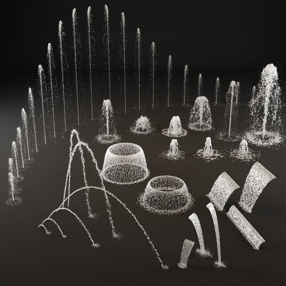 Collection fountain waterfall 3D model CGTrader
