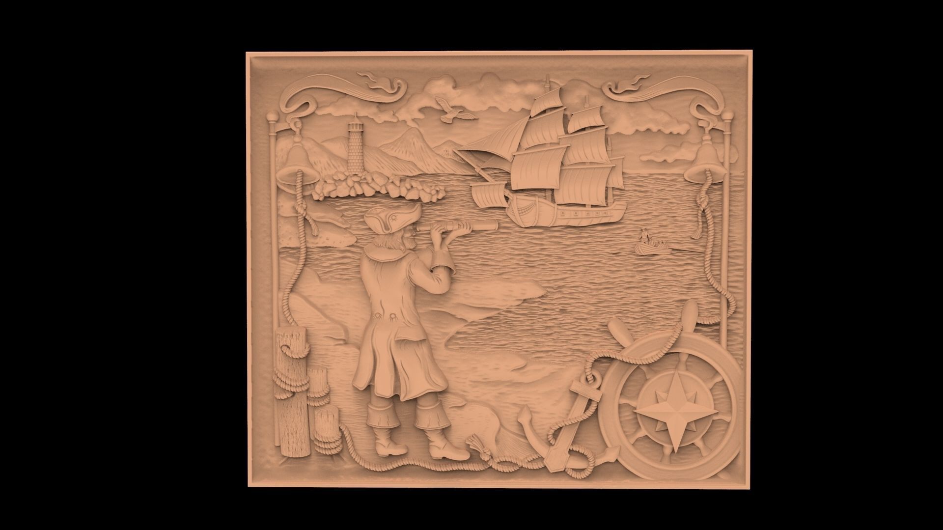 The sea harbour 3d stl models for artcam and aspire 3D model