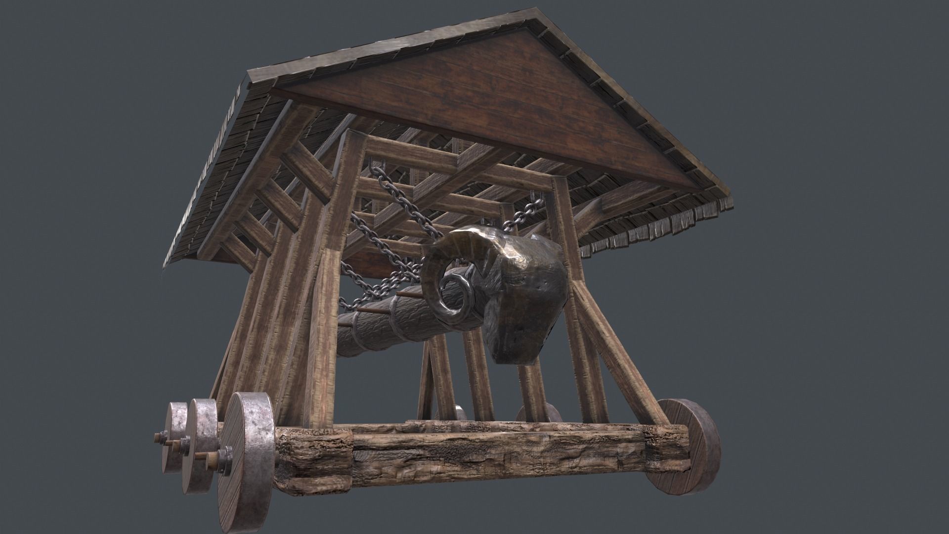 Medieval battering ram low poly