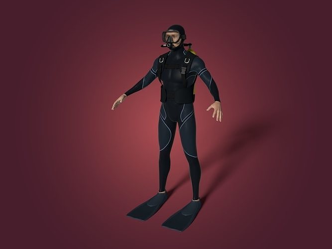 3D model Scuba Diver VR / AR / lowpoly CGTrader