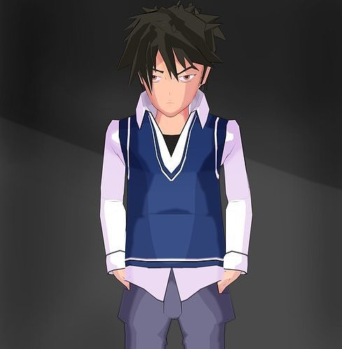 3d Model Schoolboy Anime Character Cgtrader 3d Model Schoolboy Anime Character Cgtrader