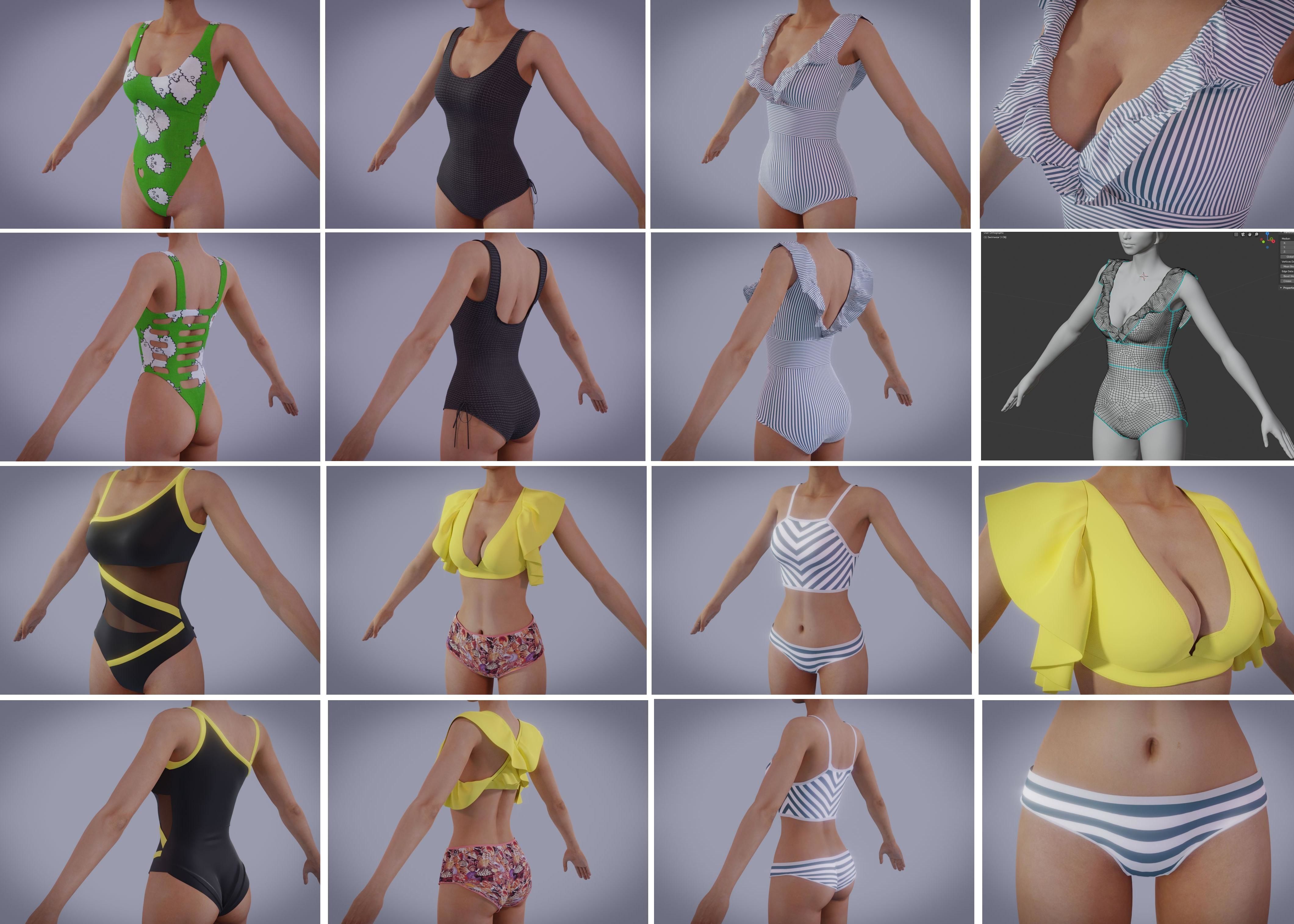 Swimsuits 3D Model Collection