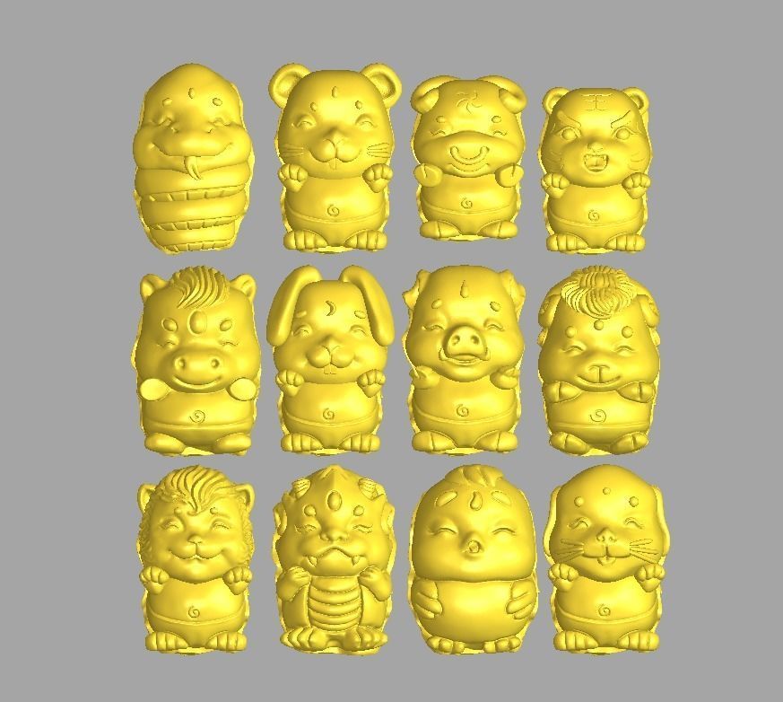 Twelve cute animals 3D print model