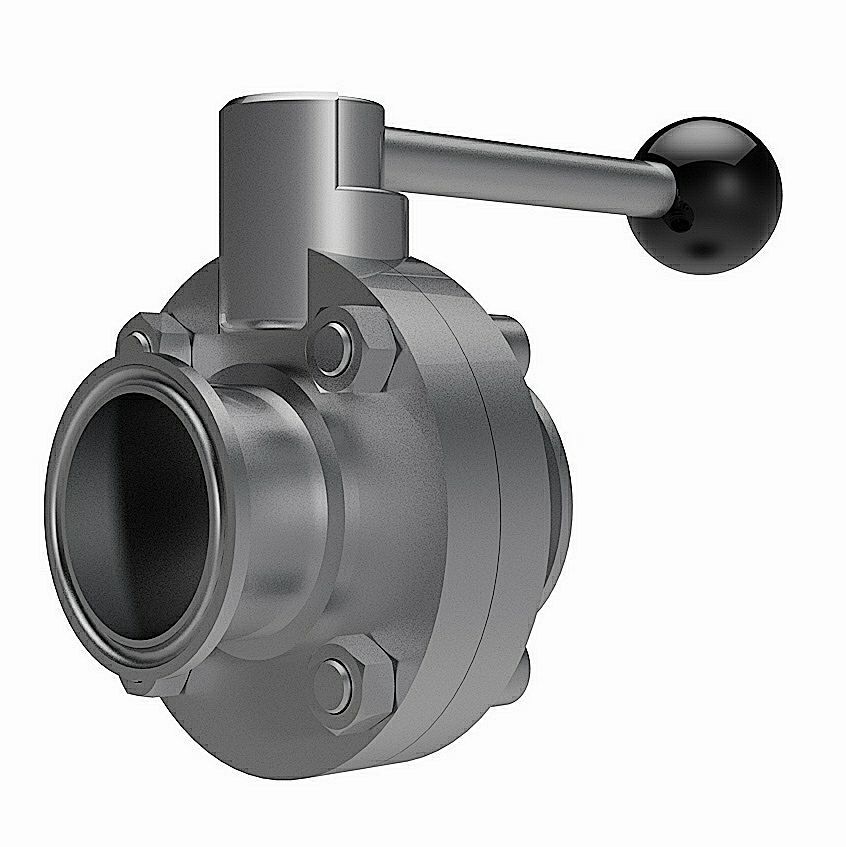 Manual Butterfly Valves DIN Triclamp Connections 3D model CGTrader