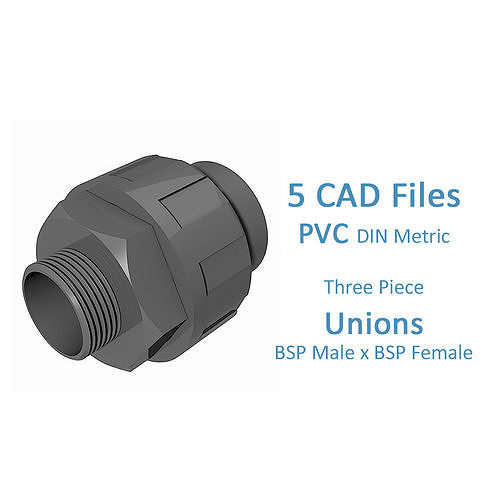 PVC Three Piece Unions BSP Male x Female free 3D model CGTrader
