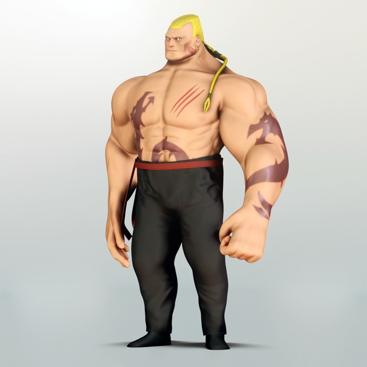 Fighter - Game character Low-poly 3D model
